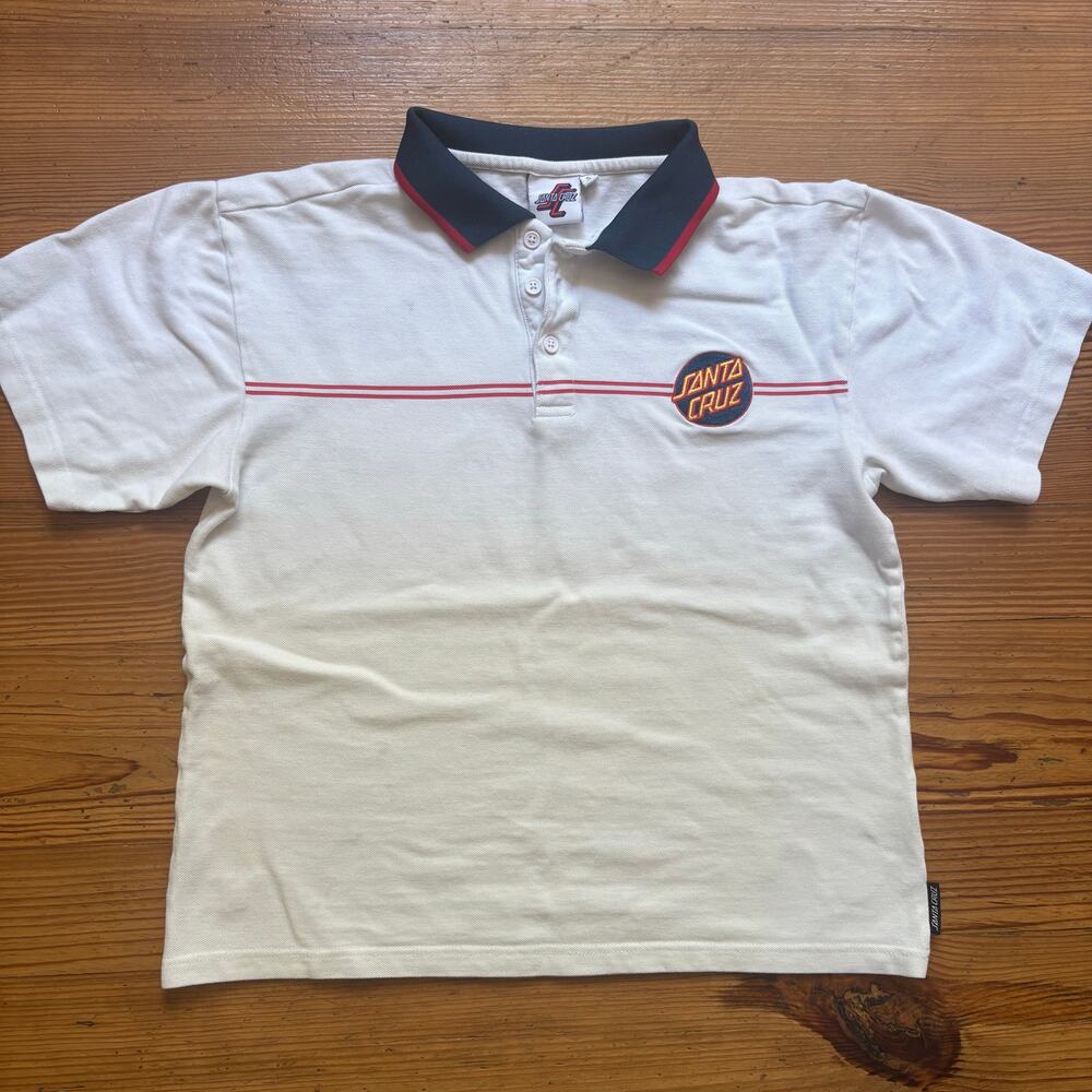 Santa Cruz white patch short sleeve polo womens shirt SIZE‎ S